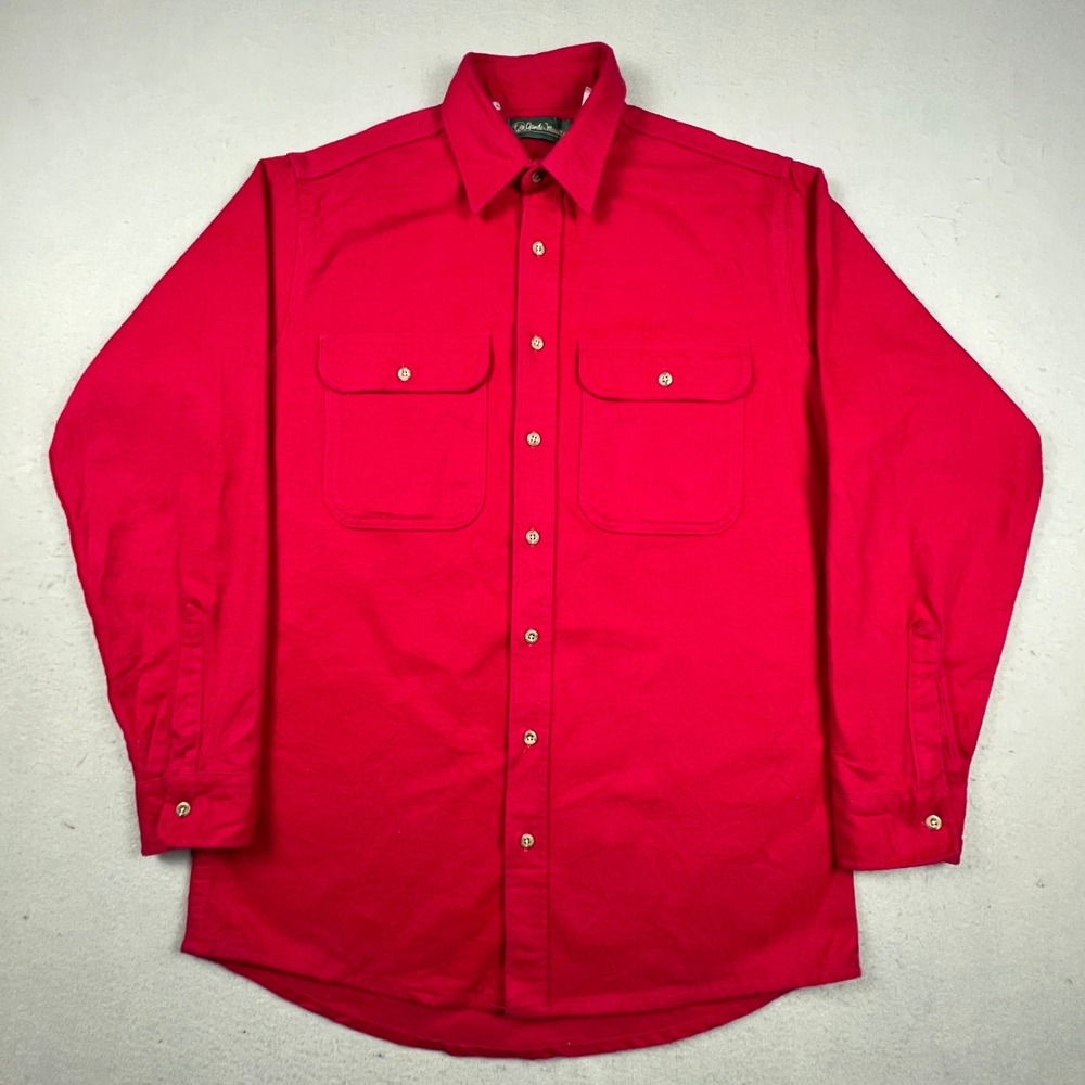 Gander Mountain Chamois Shirt Mens L Tall Red Cotton Flannel Workwear USA Made